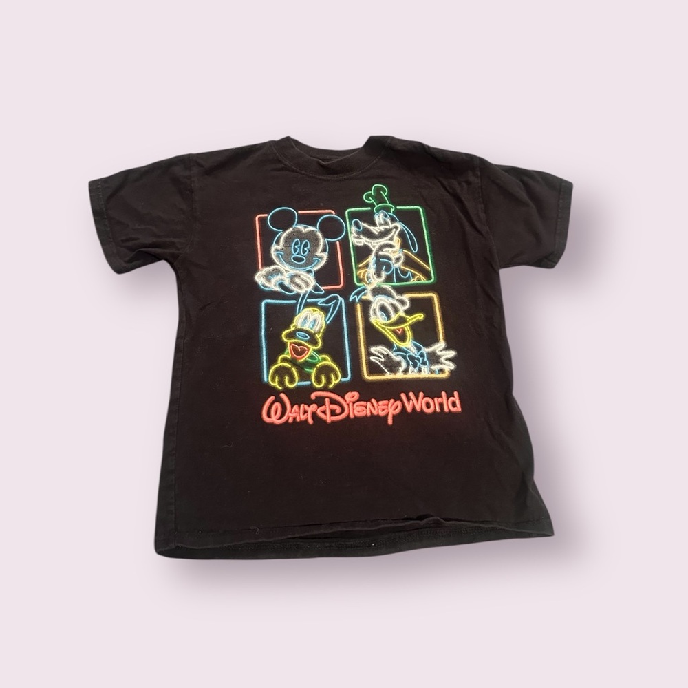 Kids Hanes Black Disneyland Resort Tee Shirt With Neon Graphic Size XS